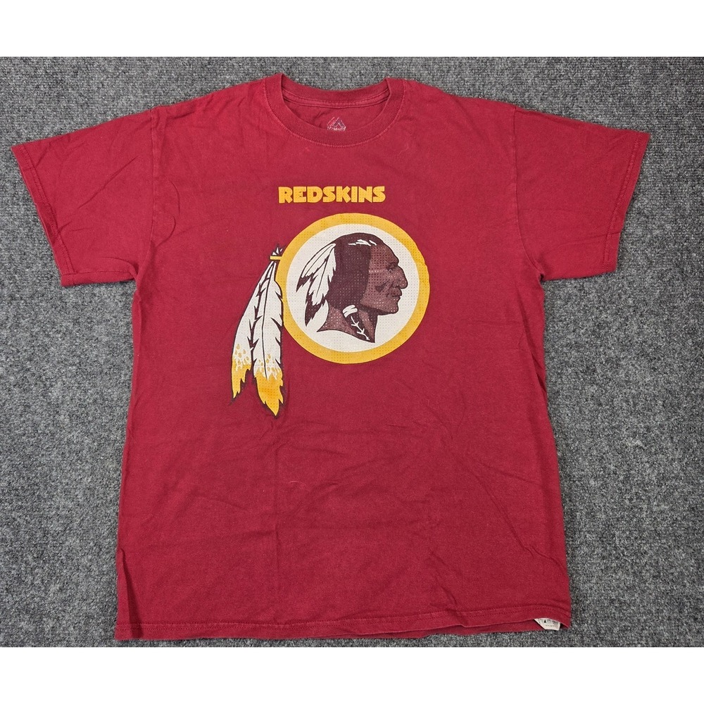 Majestic Washington Redskins Tee Mens Medium Burgundy Good NFL Logo Shirt